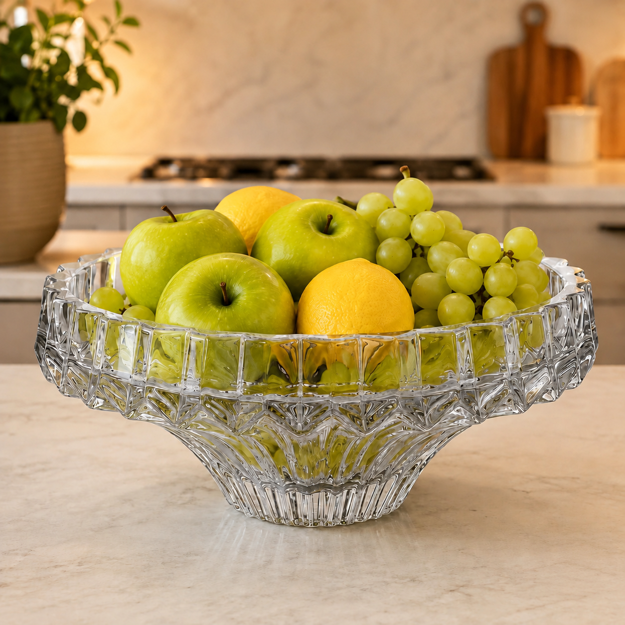 Фруктовница 30 см, высота 12 см — с имитацией хрусталя