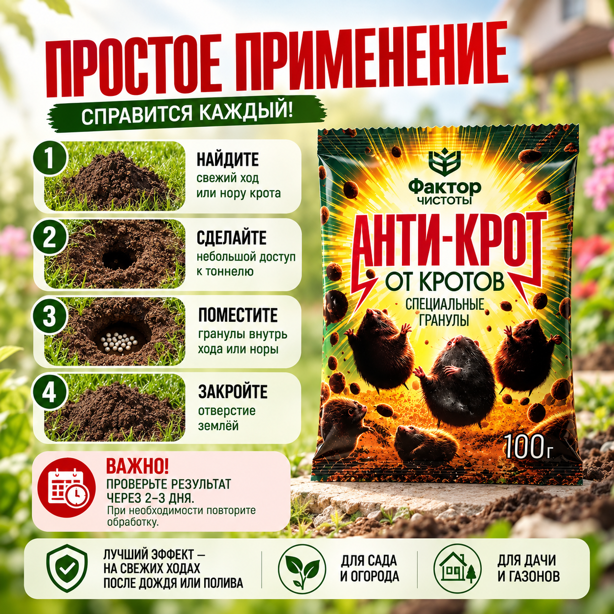 Гранулы от кротов «Анти-Крот» 100 г