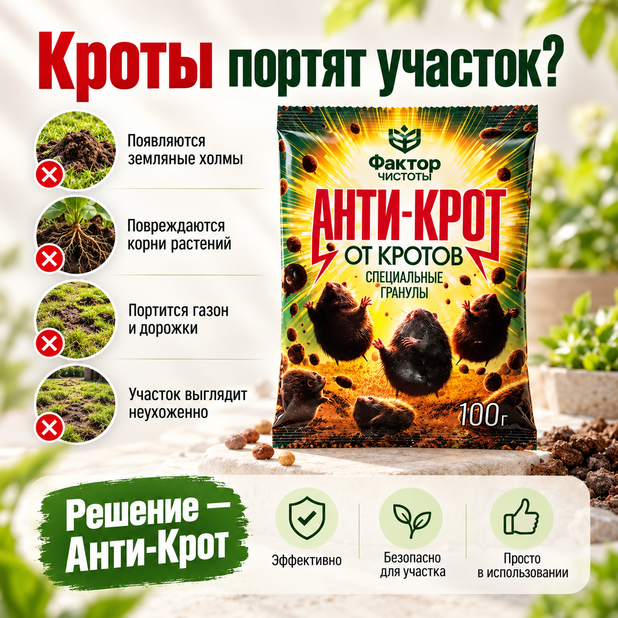 Гранулы от кротов «Анти-Крот» 100 г