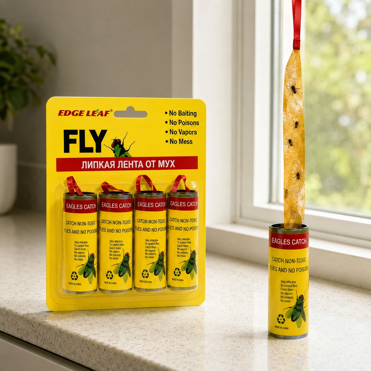 Липкая лента от мух EDGE LEAF FLY 4 шт
