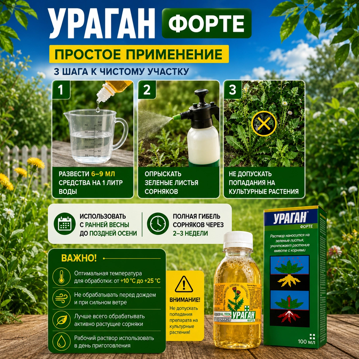 Гербицид Ураган Форте от сорняков сплошного действия, 100 мл