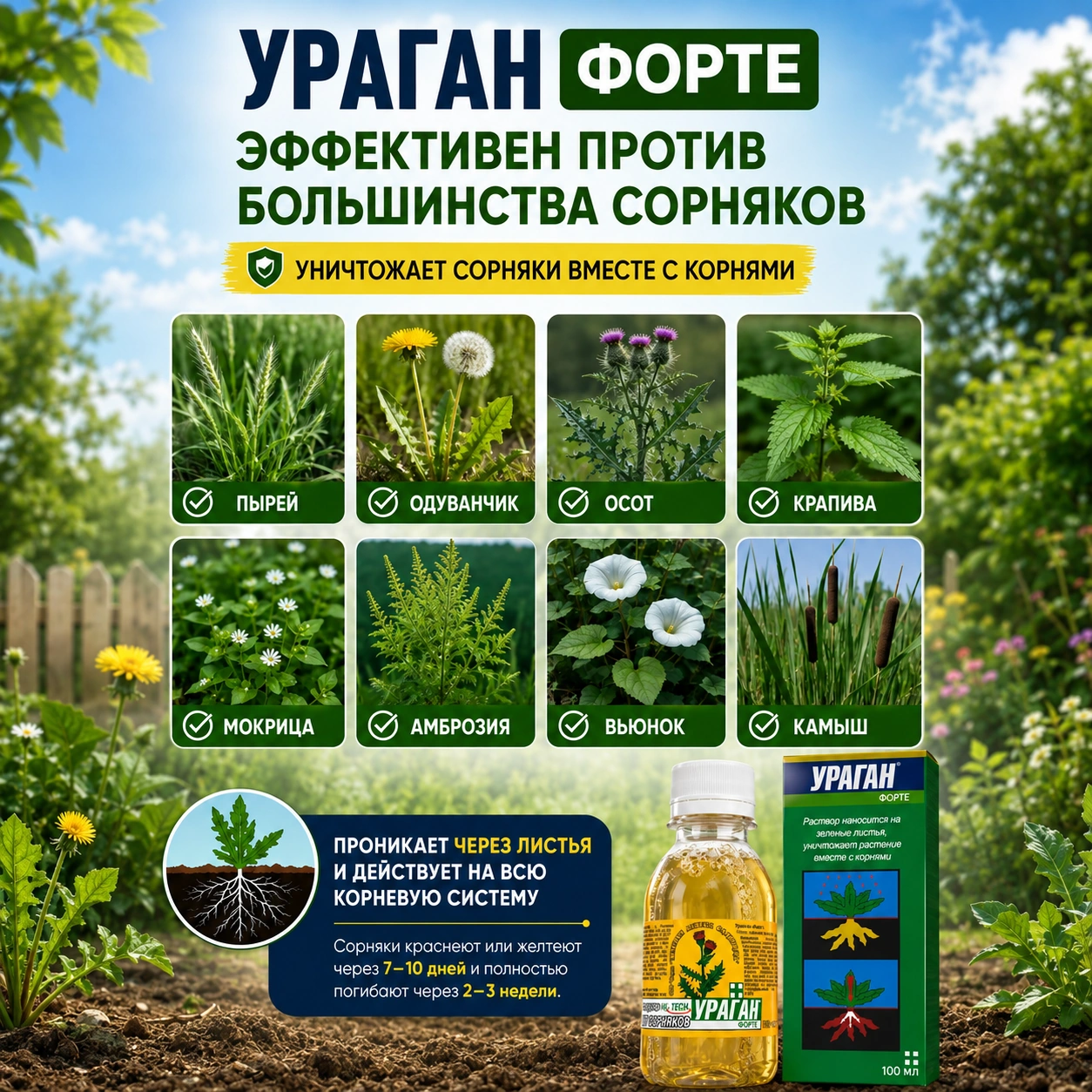 Гербицид Ураган Форте от сорняков сплошного действия, 100 мл