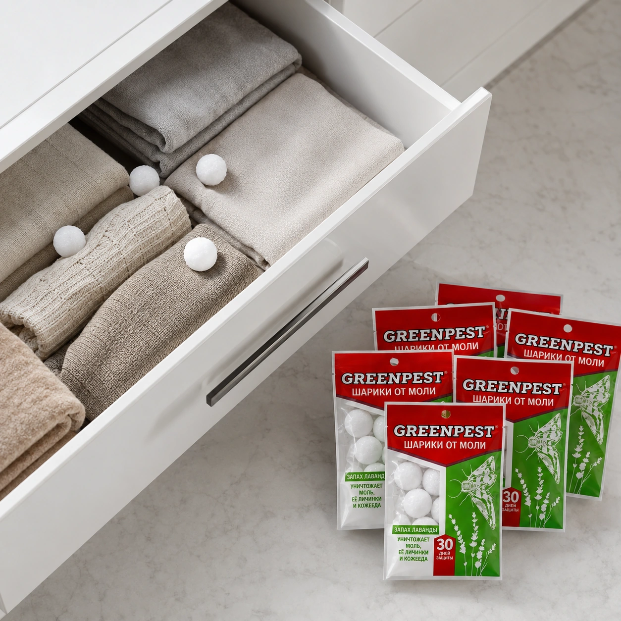 Шарики от моли GREENPEST с ароматом лаванды (200 г)
