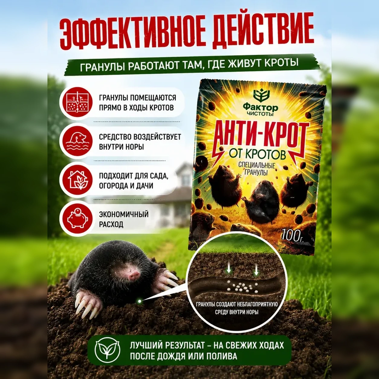 Гранулы от кротов «Анти-Крот» 100 г